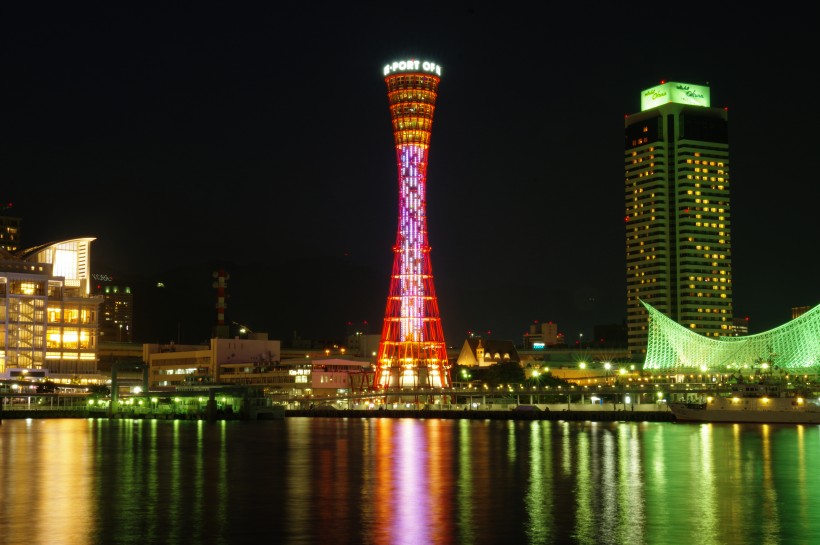 日本神戶梅裡肯公園夜景風景圖片