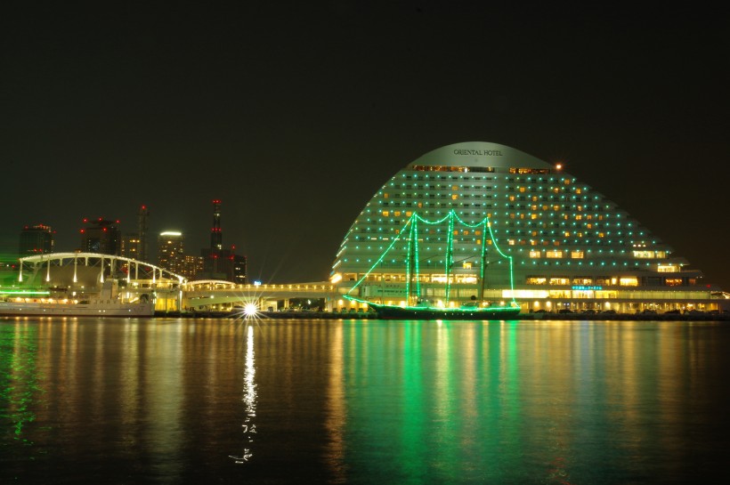 日本神戶梅裡肯公園夜景風景圖片