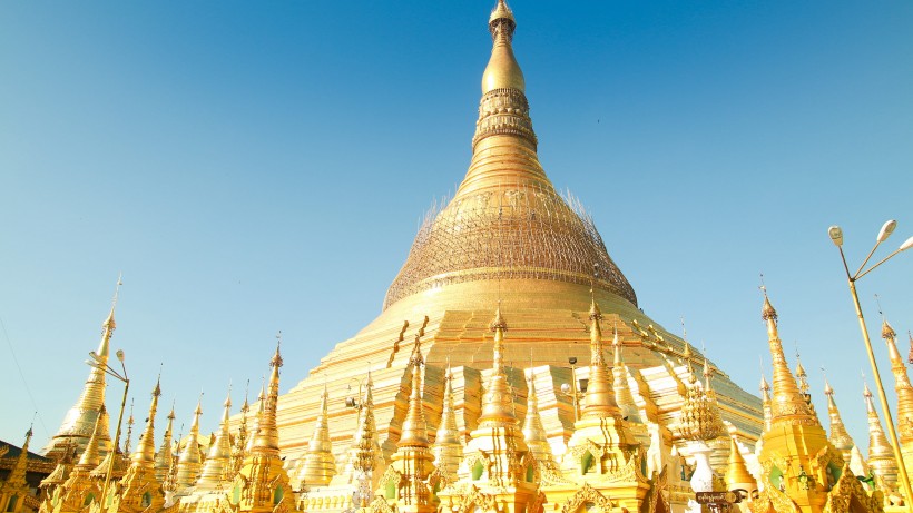 緬甸佛塔建築風景圖片