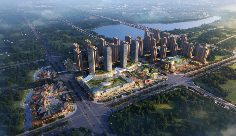 鳥瞰城市建築風景圖片