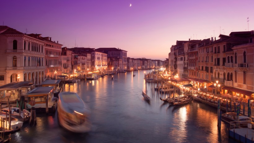 傍晚的意大利水城威尼斯風景圖片