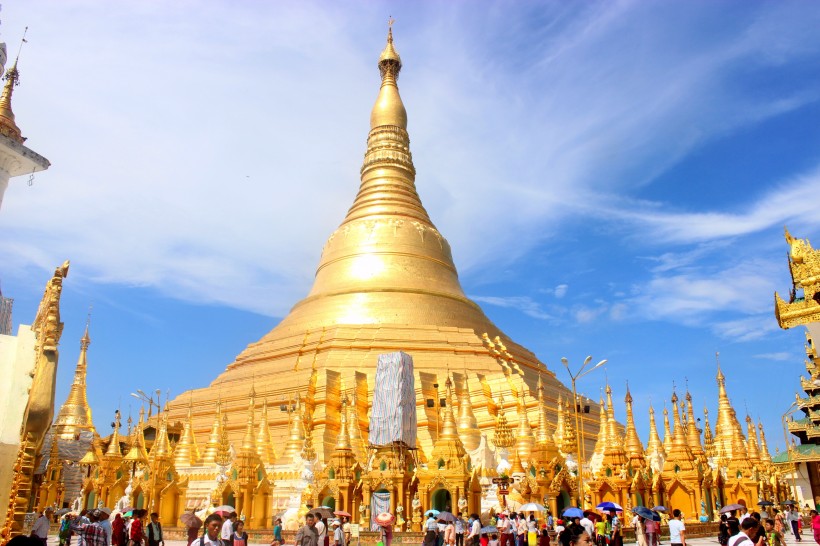緬甸仰光大金塔建築風景圖片