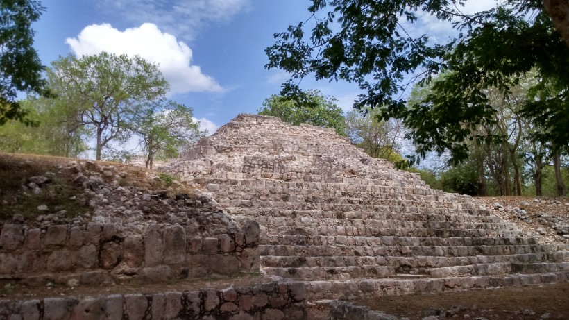 美國墨西哥瑪雅金字塔遺址風景圖片