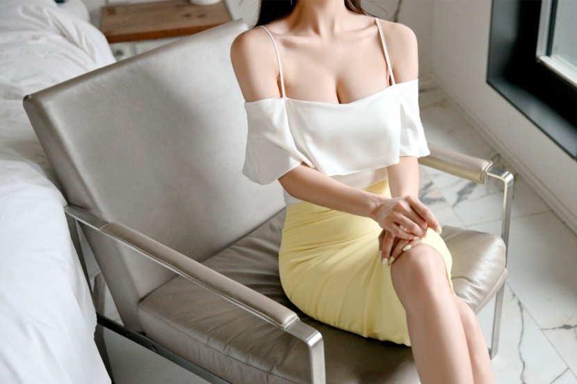 韓國美女模特孫允珠優雅包臀裙圖片