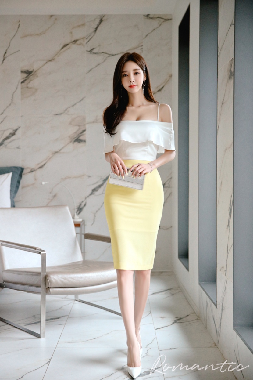 韓國美女模特孫允珠優雅包臀裙圖片