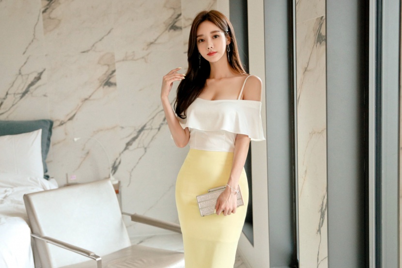 韓國美女模特孫允珠優雅包臀裙圖片