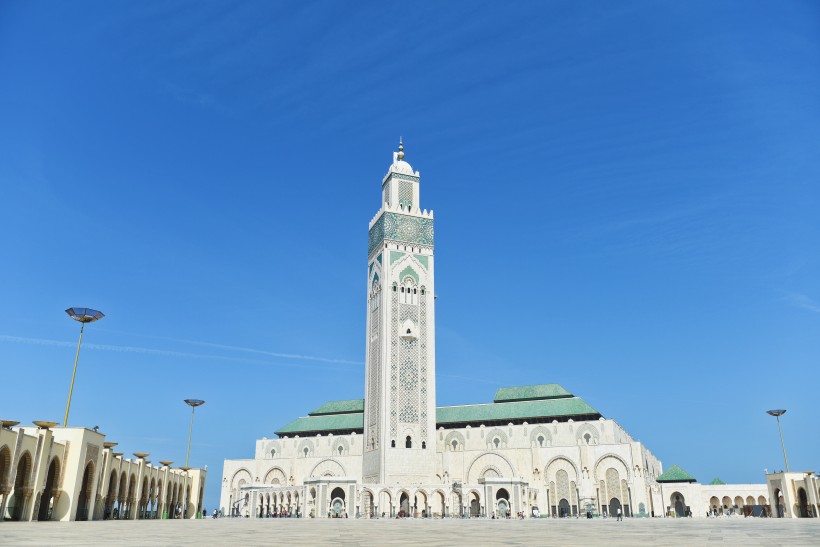 摩洛哥卡薩布蘭卡的哈桑二世清真寺建築風景圖片