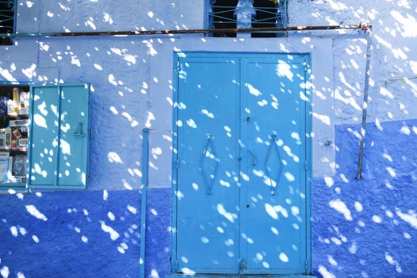 摩洛哥藍色之城舍夫沙萬建築風景圖片