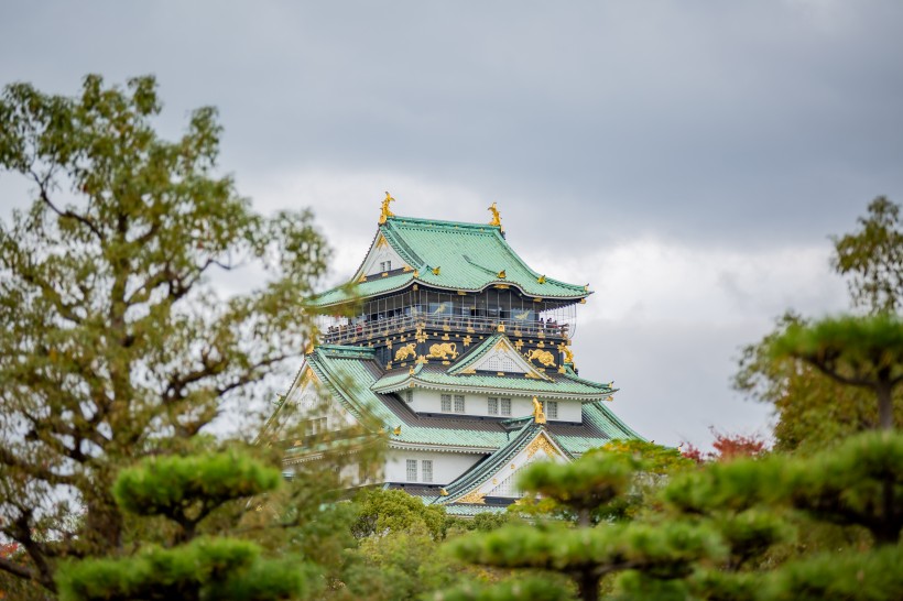 日本大阪迷人秋季風景圖片