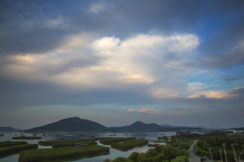 江蘇太湖夕陽風景圖片