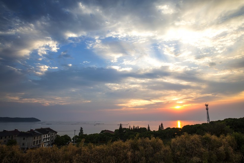 江蘇太湖夕陽風景圖片