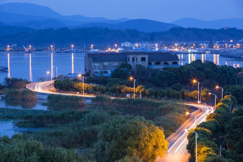 江蘇太湖夕陽風景圖片