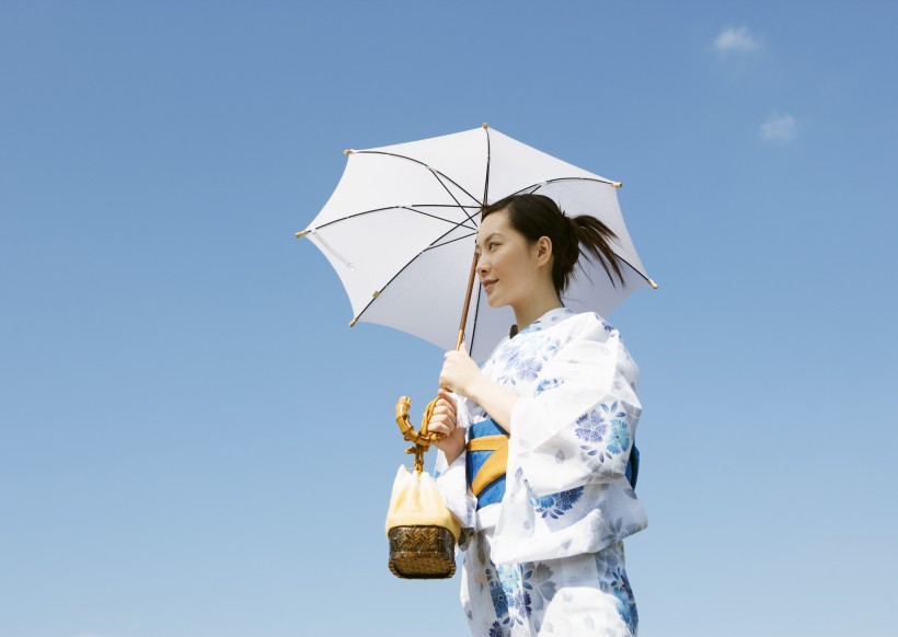 夏日裡打傘的日本女人圖片