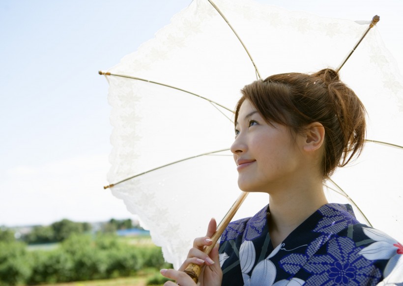 夏日裡打傘的日本女人圖片