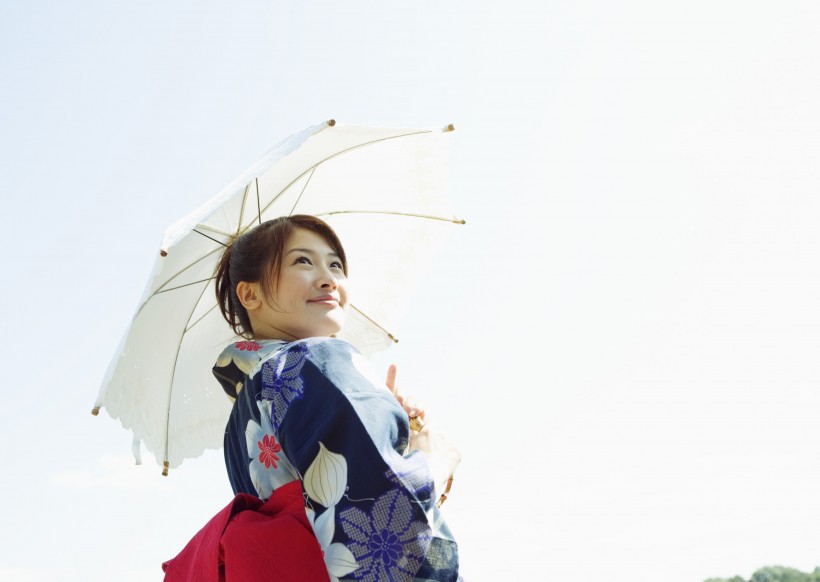 夏日裡打傘的日本女人圖片