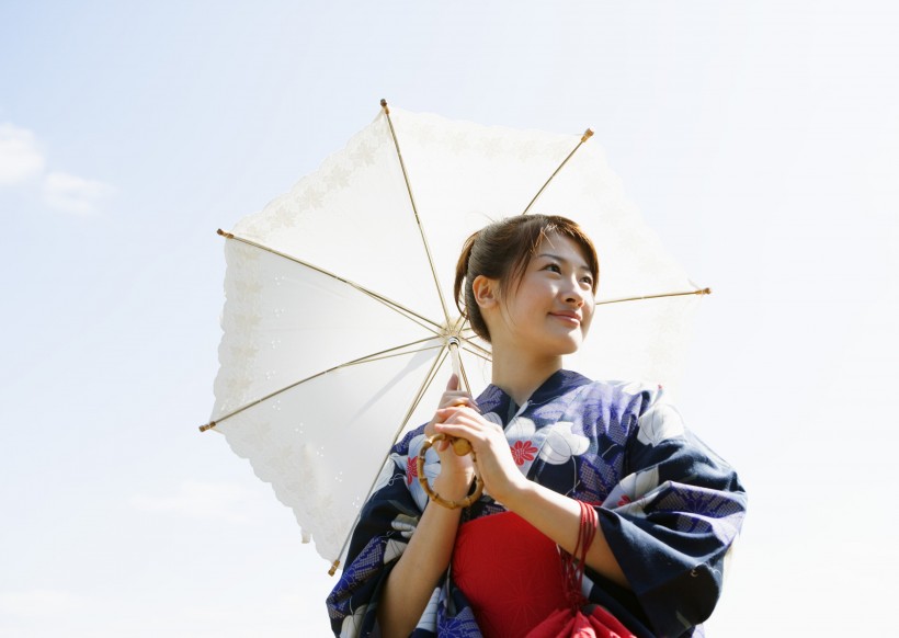 夏日裡打傘的日本女人圖片