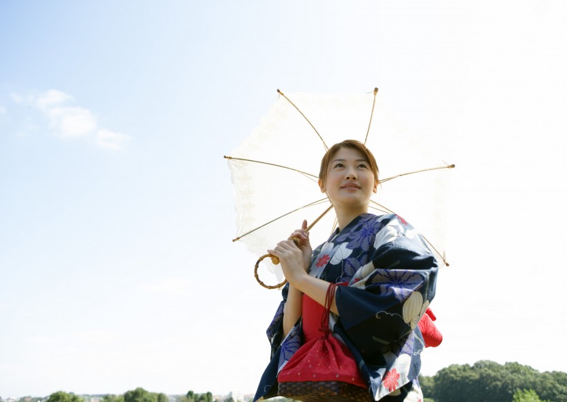 夏日裡打傘的日本女人圖片