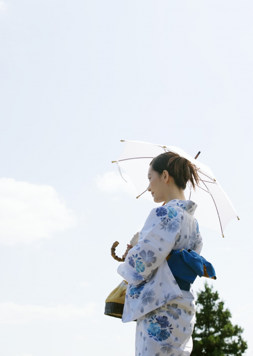 夏日裡打傘的日本女人圖片