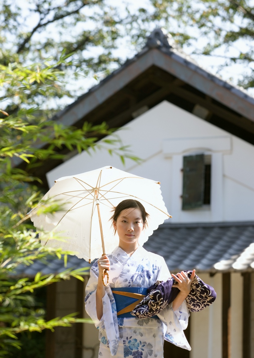 夏日裡打傘的日本女人圖片