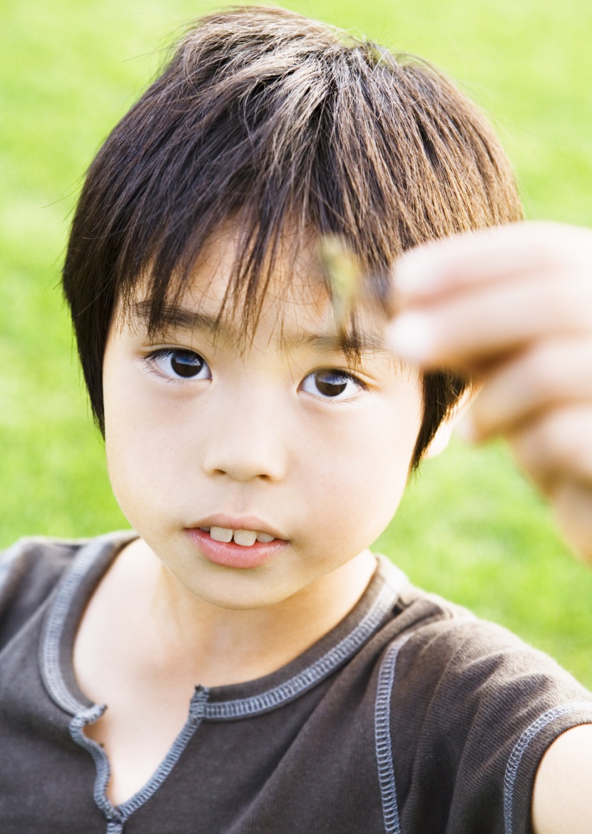 草地上遊玩的一家人