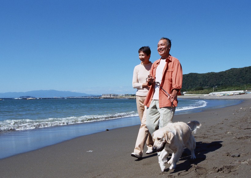 海邊度假老年人圖片