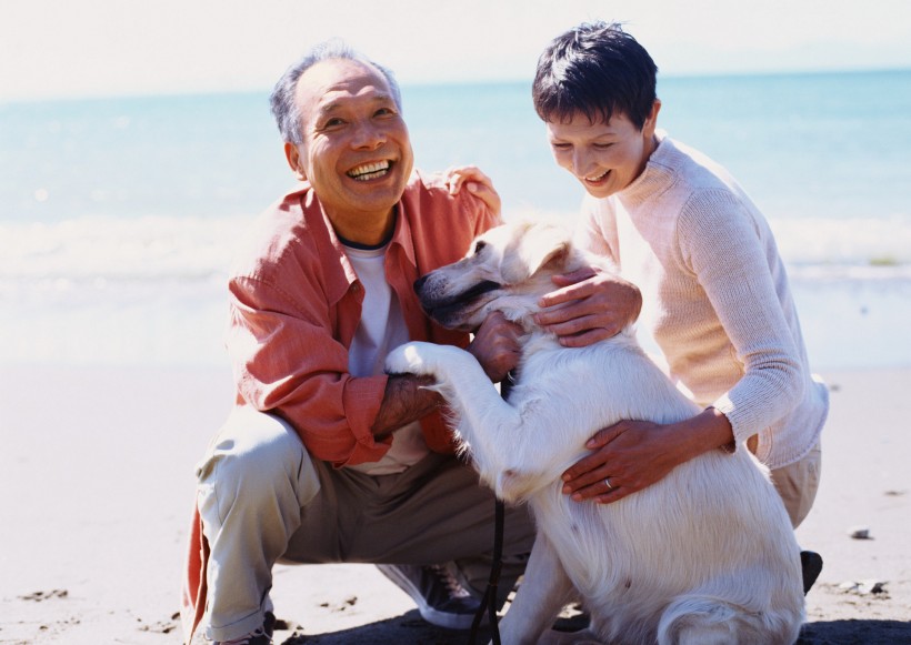 海邊度假老年人圖片