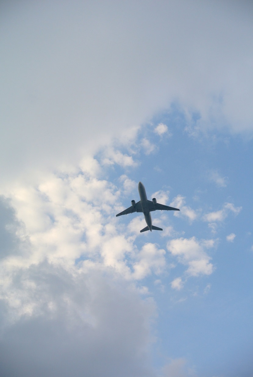 客運飛機在天空中飛行圖片