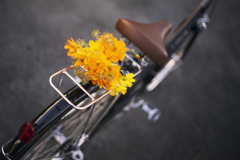 載滿鮮花的自行車圖片