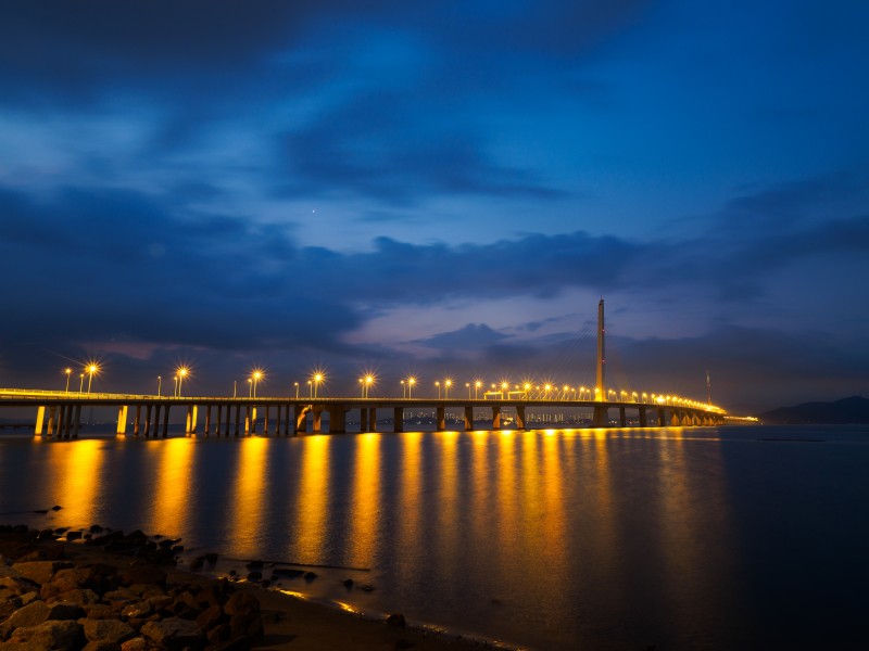 高架大橋美麗夜景圖片