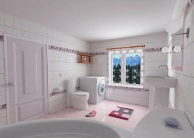 粉色系衛生間設計圖片
