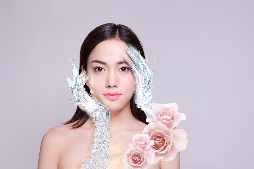 補水美白廣告美女背景圖片