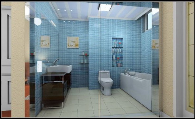 清新藍色系衛生間設計圖片