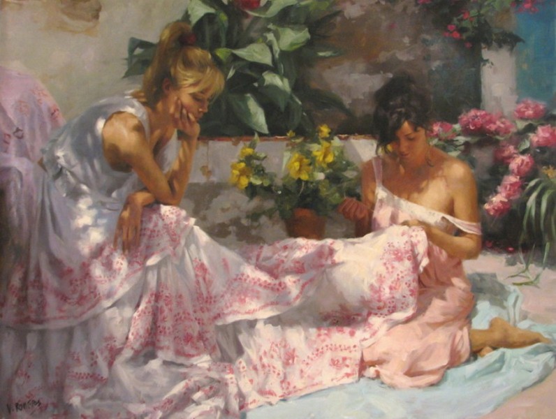 Vicente Romero Redondo婀娜多姿女性油畫圖片