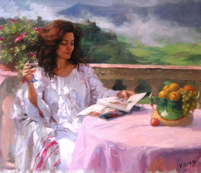 Vicente Romero Redondo婀娜多姿女性油畫圖片