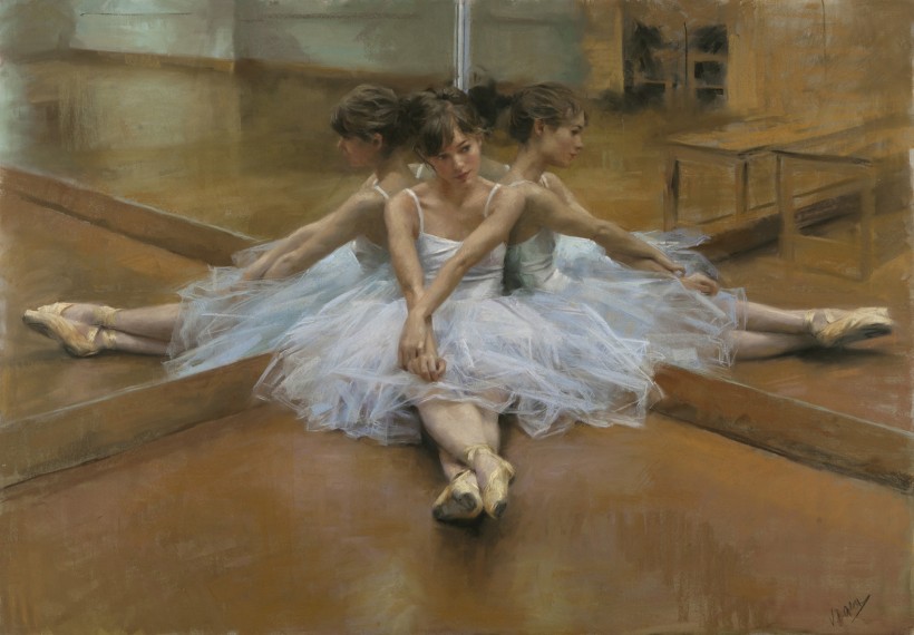 Vicente Romero Redondo油畫作品芭蕾舞女孩圖片