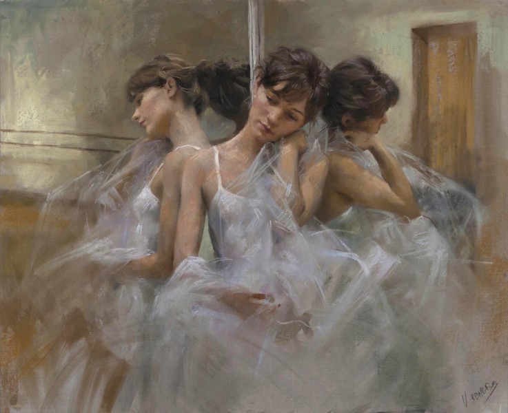 Vicente Romero Redondo油畫作品芭蕾舞女孩圖片