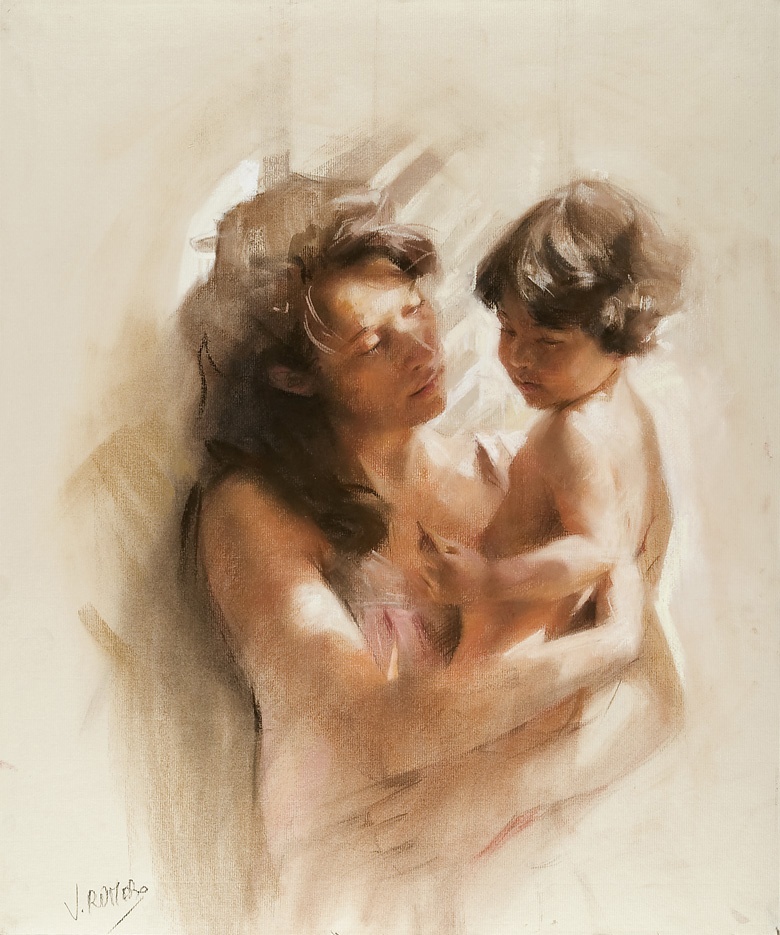 Vicente Romero Redondo 油畫之母愛圖片