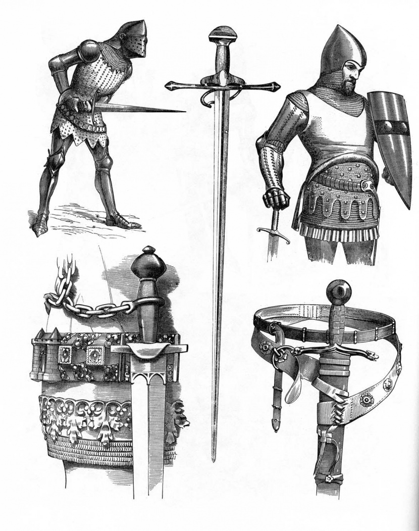 手繪古代兵器盔甲圖片
