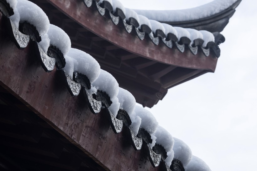 雪後古建築圖片