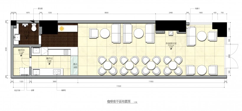 東莞奧樂斯咖啡館室内設計手繪圖片