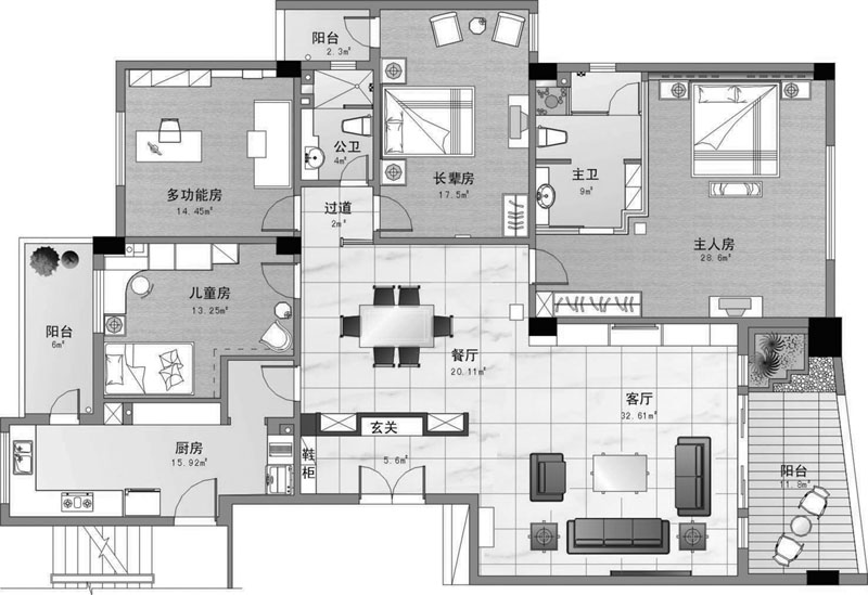 金銀島小高層樣闆房室内設計圖片