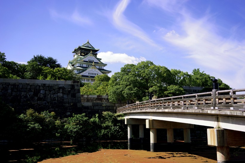 日本大阪城公園城市風景圖片