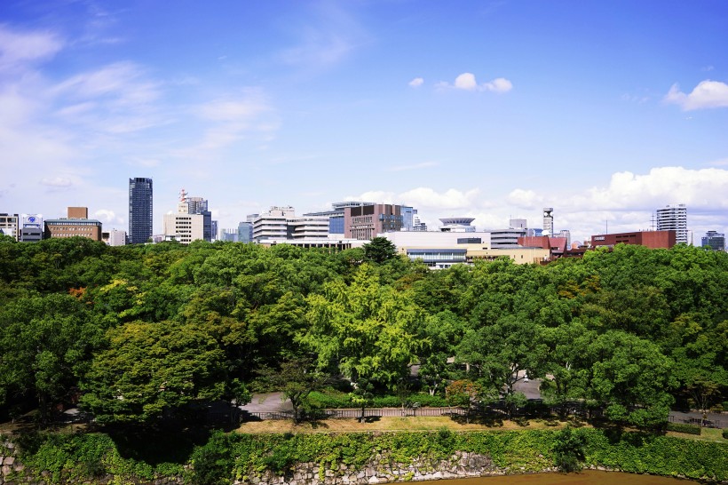 日本大阪城公園城市風景圖片