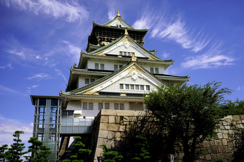 日本大阪城公園城市風景圖片