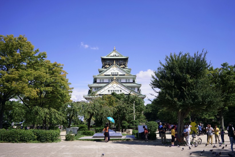 日本大阪城公園城市風景圖片