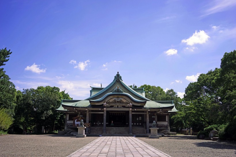 日本大阪城公園城市風景圖片